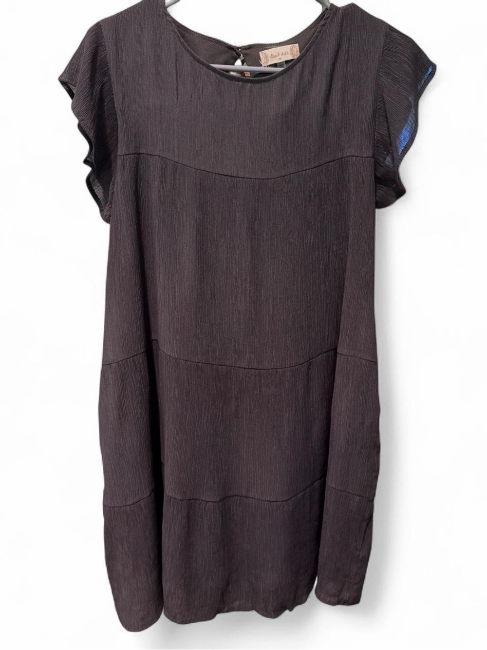 Altar’d State Black Textured Flutter Sleeve Shift Dress